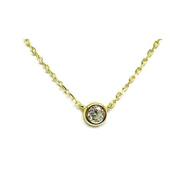 Minimalist wave necklace-Crystal Bezel Necklace: Gold Vermeil (NCG4650)