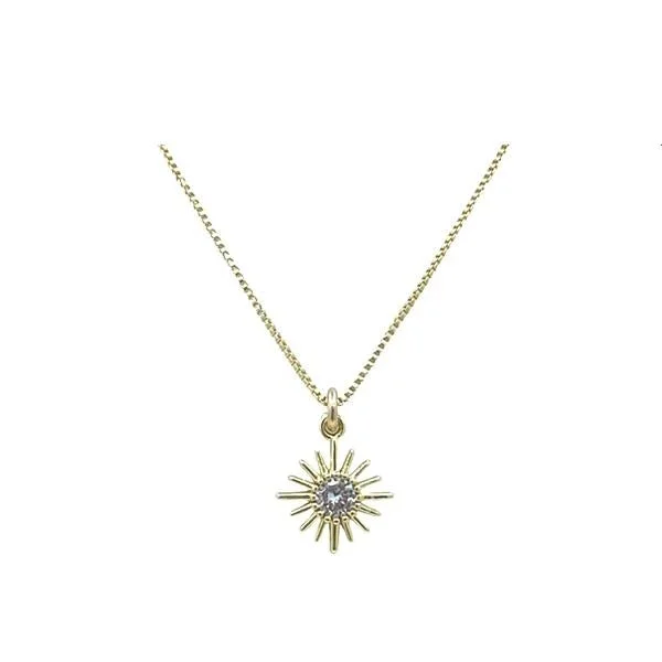 Futuristic necklace-Small Starburst Charm Necklace: 18Kt Gold Fill (NGCH4450)