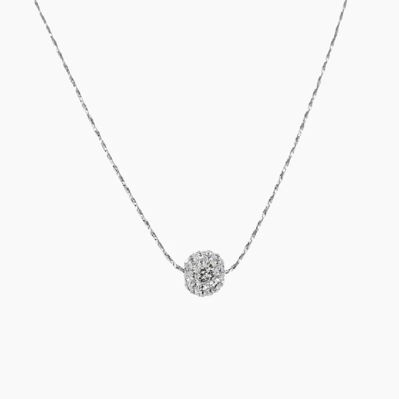 Engraved initial necklace-Small Swarovski Crystal Single Ball Choker (Silver)