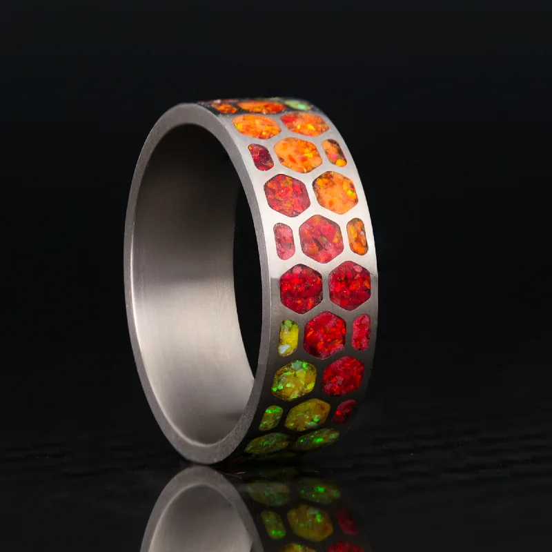 Infinity band ring-Solar Flame Hexagon Glowstone Ring