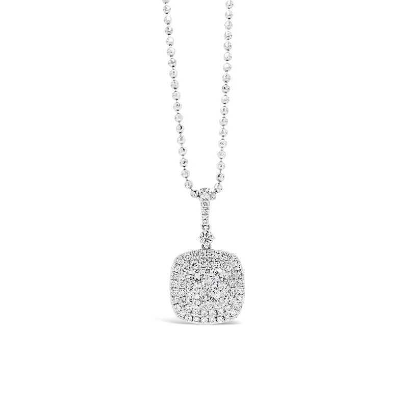 Convex necklace-Diamond Square-Shaped Cluster Pendant Necklace