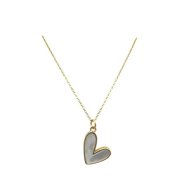 Heavy gold necklace-Stainless Steel Enamel Heart & CZ Pendant (NGSS60W)