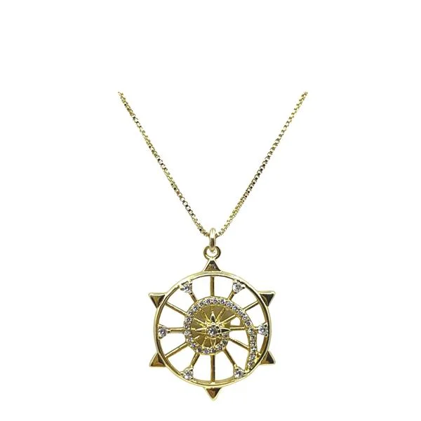 Dotted chain necklace-'Starburst' 18kt Gold Fill Pendant With CZ Accents (NGCP46465)