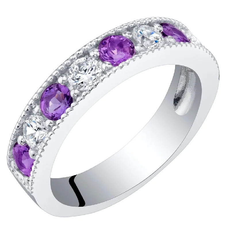 Interlocked ring-Sterling Silver 0.5 ct Amethyst Stackable Ring