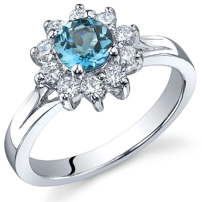 Five-stone ring-Sterling Silver 0.5 ct London Blue Topaz Floral Ring