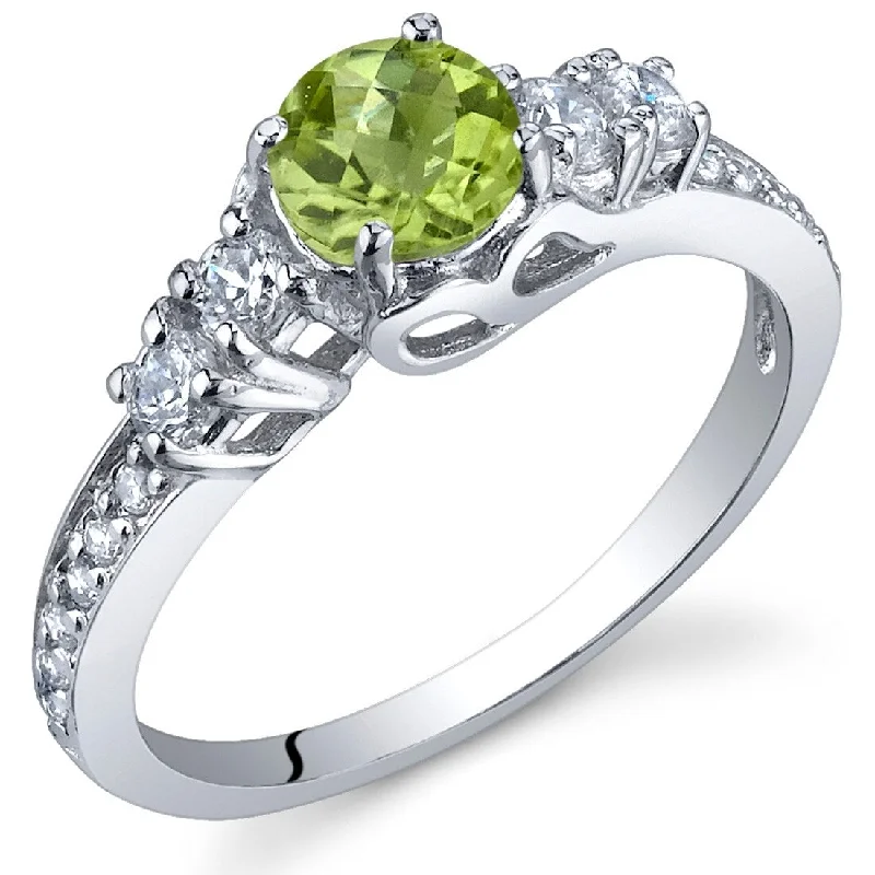 Baguette diamond ring-Sterling Silver 0.5 ct Peridot Birthstone Ring