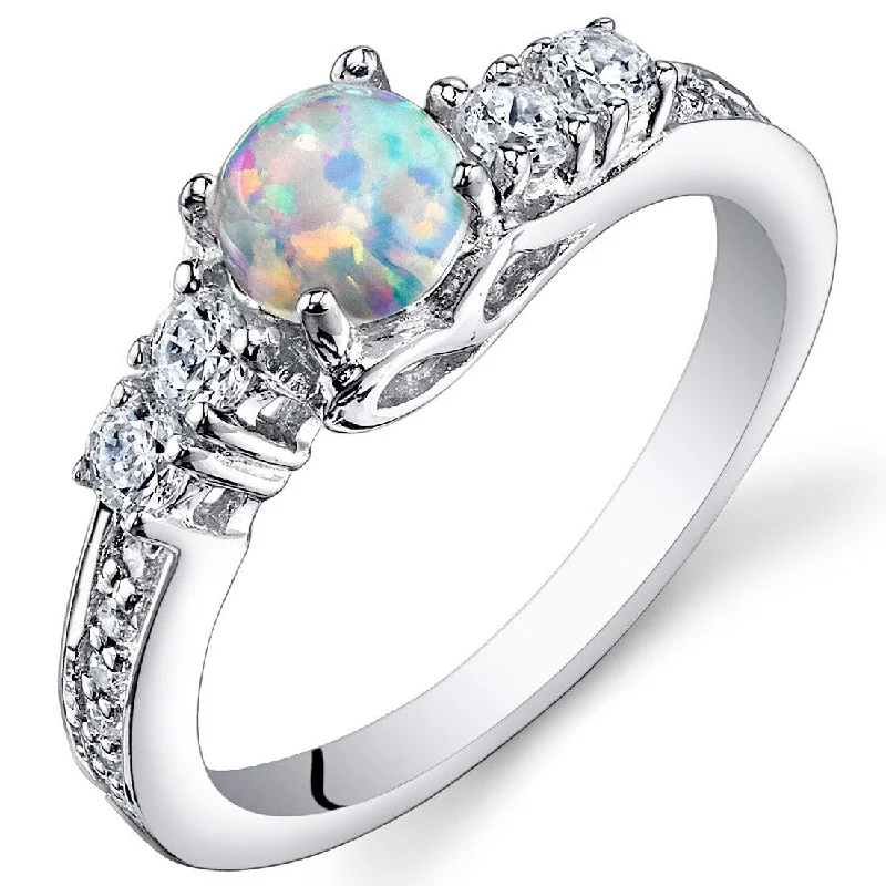 Statement turquoise ring-Sterling Silver 0.5 ct White Opal Ring