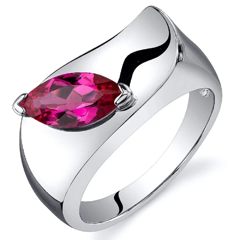 Modern citrine ring-Sterling Silver 1.25 ct Created Ruby Solitaire Ring