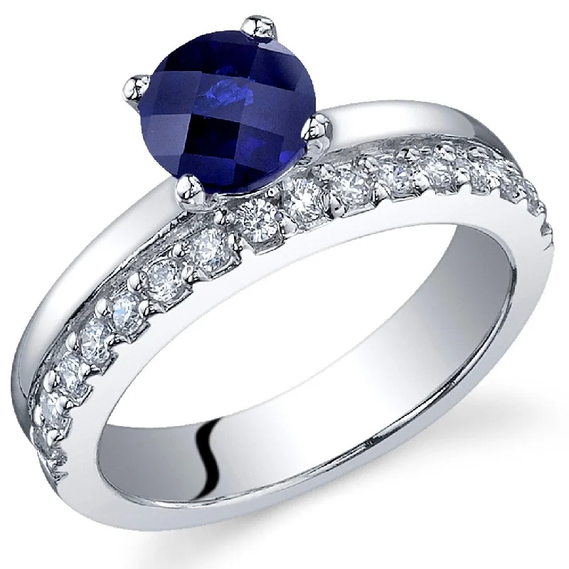 Retro emerald ring-Sterling Silver 1.25 ct Created Sapphire Birthstone Ring