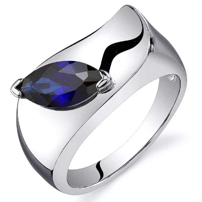 Baroque pearl ring-Sterling Silver 1.25 ct Created Sapphire Solitaire Ring