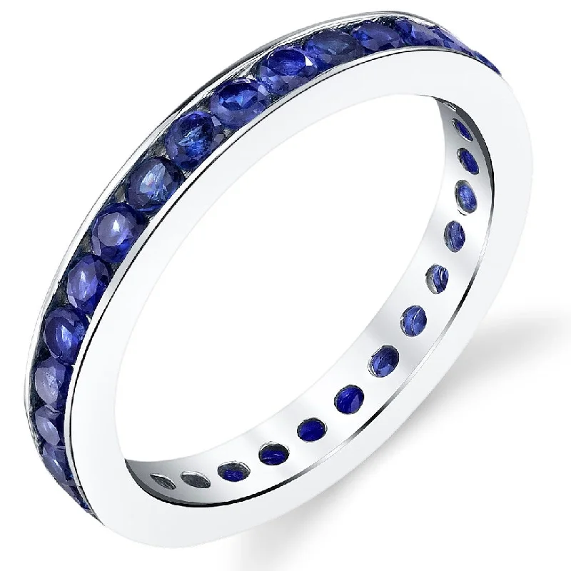 Futuristic ring-Sterling Silver 1.5 ct Created Sapphire Eternity Band Ring