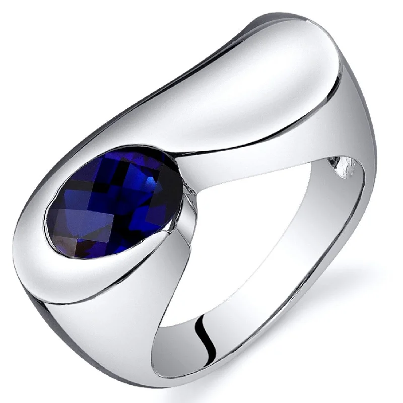 Claw-set ring-Sterling Silver 1.75 ct Created Sapphire Solitaire Ring