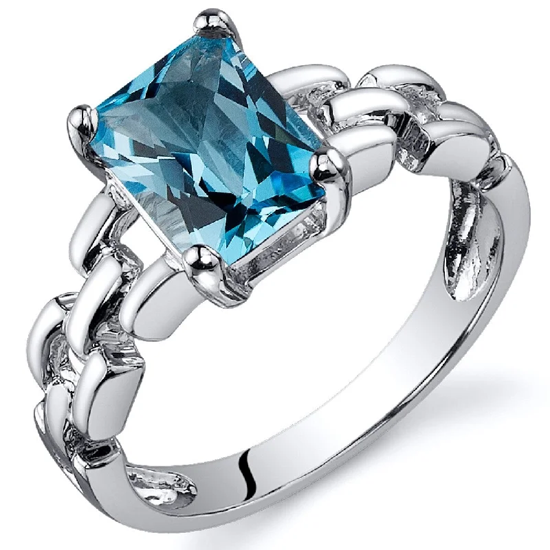 Mixed gemstone ring-Sterling Silver 1.75 ct Swiss Blue Topaz Solitaire Ring