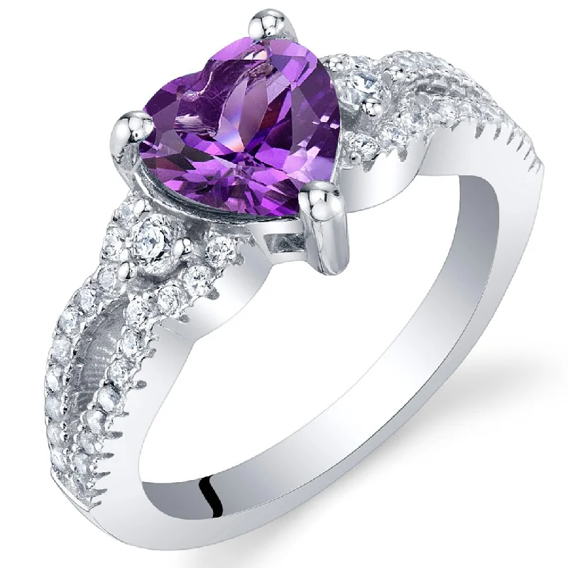 Polka dot ring-Sterling Silver 1 ct Amethyst Birthstone Ring