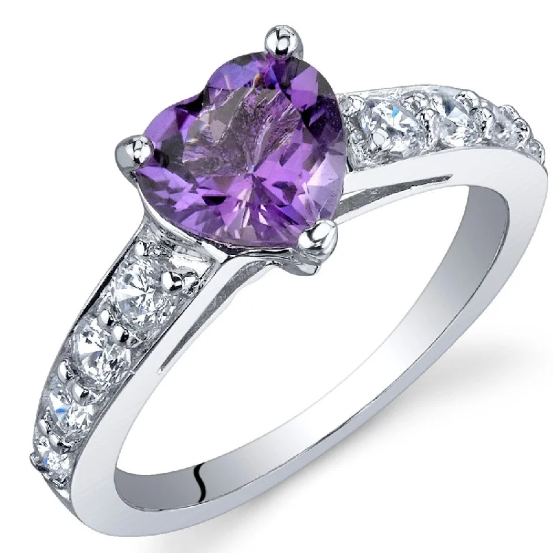 Curved wedding ring-Sterling Silver 1 ct Amethyst Promise Ring