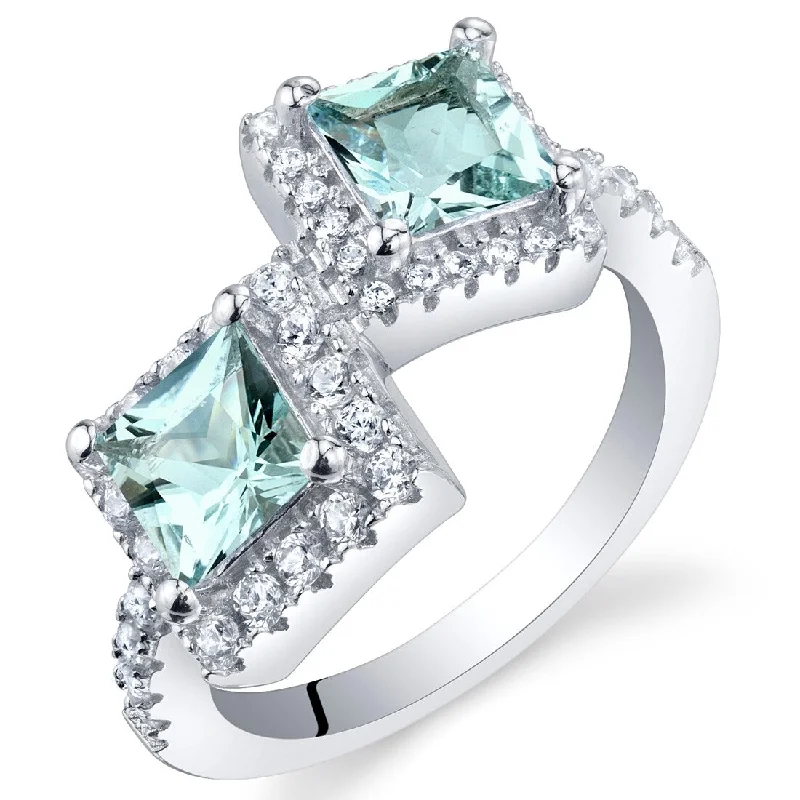 Glittering diamond ring-Sterling Silver 1 ct Aquamarine Birthstone Ring