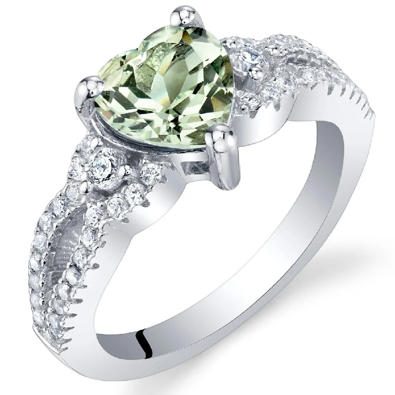 Simple aquamarine ring-Sterling Silver 1 ct Green Amethyst Birthstone Ring