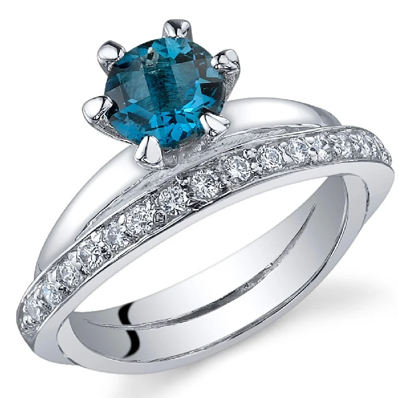 Heart-cut ring-Sterling Silver 1 ct London Blue Topaz Birthstone Ring