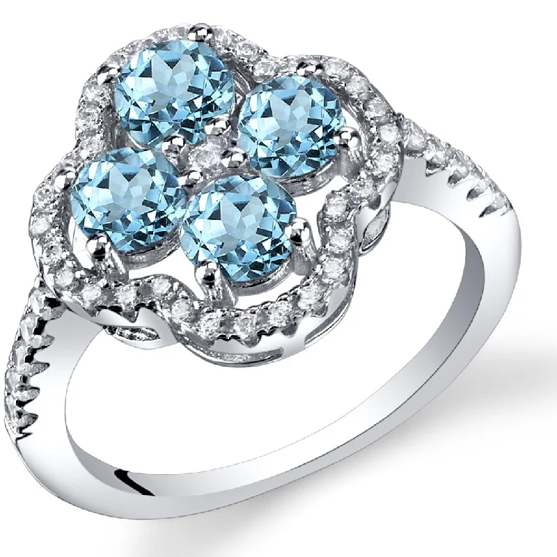 Delicate filigree ring-Sterling Silver 1 ct London Blue Topaz Birthstone Ring