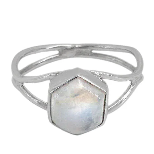 Sculptural gold ring-Sterling silver 11x12mm hexagon stone ring, colour and size may vary.