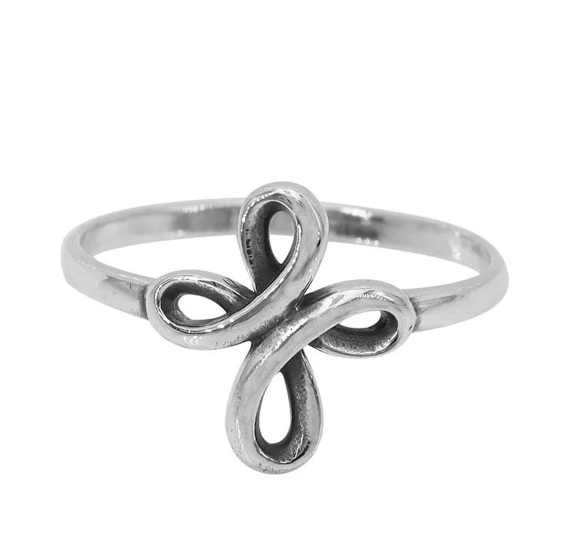 Frosted finish ring-Sterling silver, 14x13mm cross ring, 2mm band