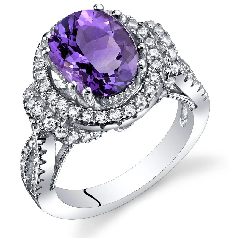 Retro ruby ring-Sterling Silver 2.25 ct Amethyst Birthstone Ring