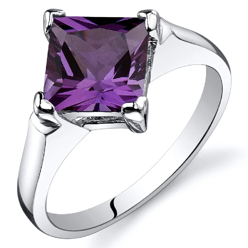 Smooth finish ring-Sterling Silver 2.25 ct Color-changing Alexandrite Solitaire Ring