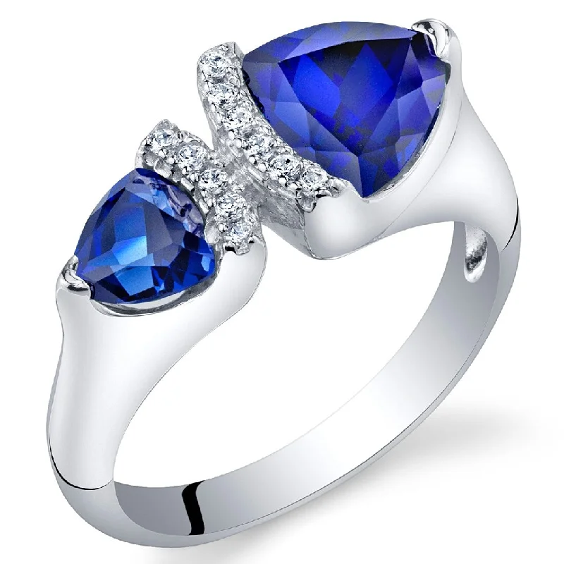 Colorful enamel ring-Sterling Silver 2.25 ct Created Sapphire Birthstone Ring