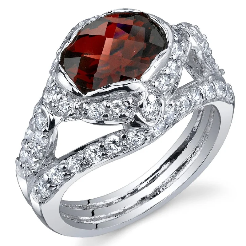 Organic shape ring-Sterling Silver 2.25 ct Garnet Birthstone Ring