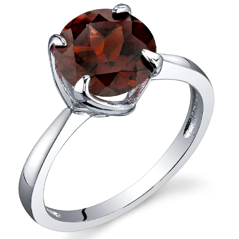 Baguette diamond ring-Sterling Silver 2.25 ct Garnet Birthstone Ring