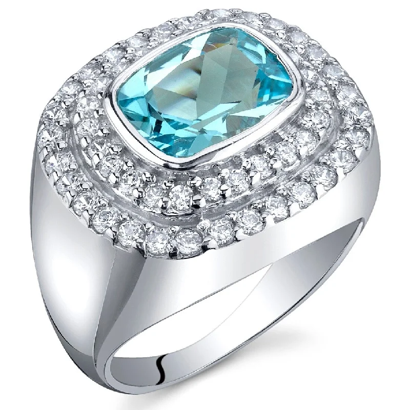 Delicate filigree ring-Sterling Silver 2.25 ct Swiss Blue Topaz Cocktail Ring