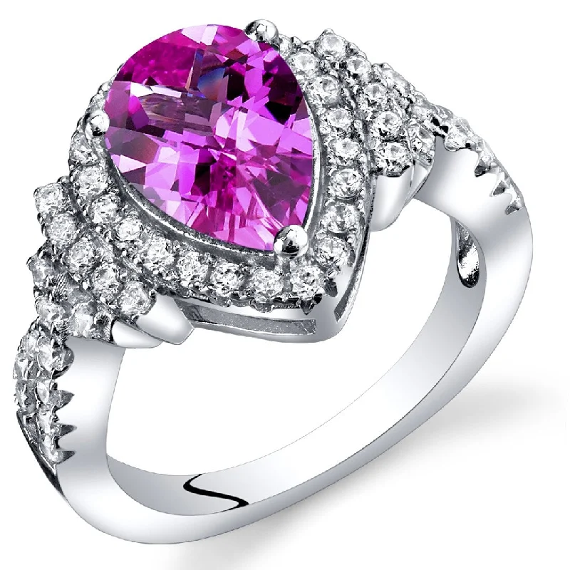 Asscher cut ring-Sterling Silver 2.5 ct Created Pink Sapphire Birthstone Ring