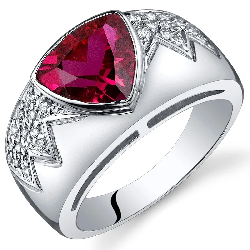 Hollowed-out ring-Sterling Silver 2.5 ct Created Ruby Birthstone Ring