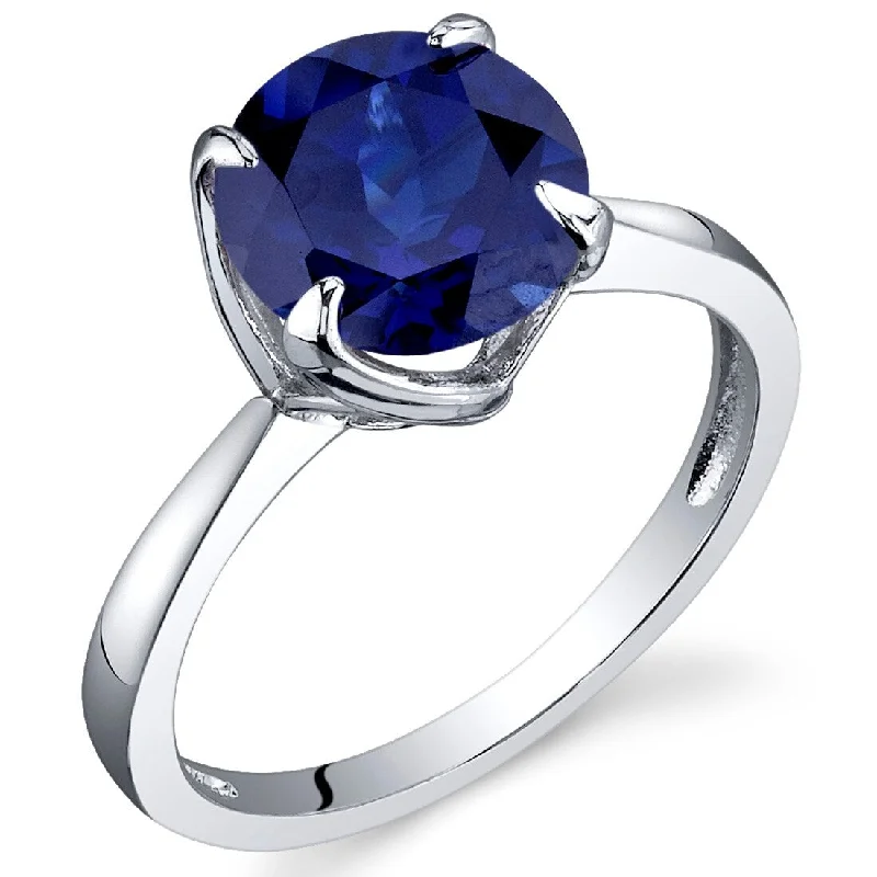 Smooth finish ring-Sterling Silver 2.75 ct Created Sapphire Birthstone Ring