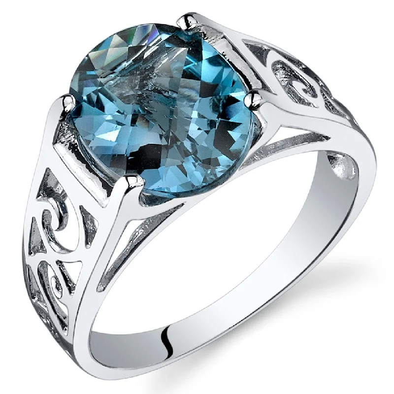 Satin gold ring-Sterling Silver 2.75 ct London Blue Topaz Solitaire Ring