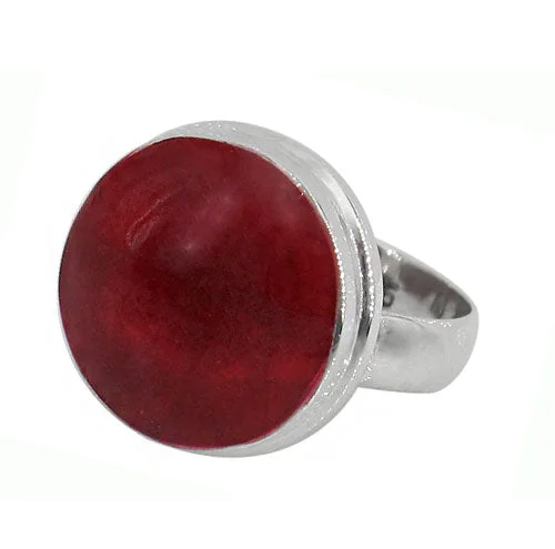 Arrow motif ring-Sterling silver, 20mm sponge coral stone ring.