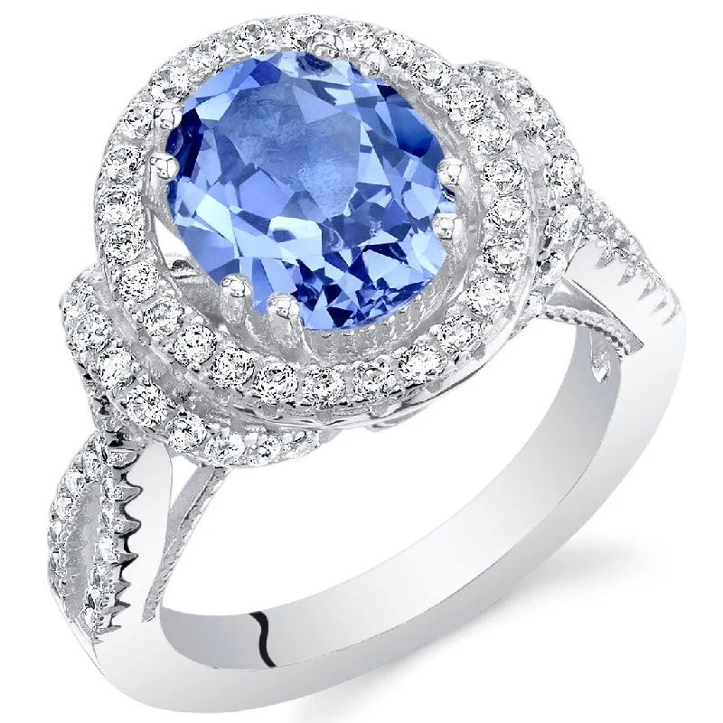 Floating gem ring-Sterling Silver 4 ct Simulated Tanzanite Birthstone Ring