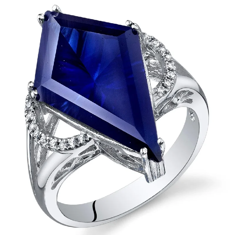 Glittering diamond ring-Sterling Silver 8 ct Created Sapphire Birthstone Ring