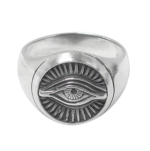 Petal-shaped ring-Sterling silver, eye of providence ring, 18mm width