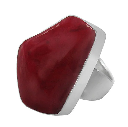 Striped band ring-Sterling silver, free shape stone ring, colour and size may vary. Approx stone size: 26mm L x 20m W.