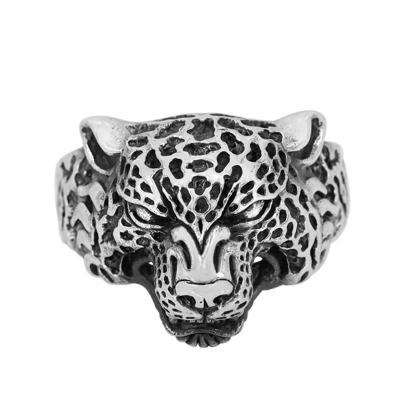 Curved gem ring-Sterling silver, jaguar head ring, 17mm width