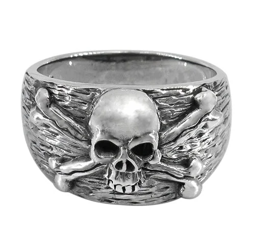 Bold gold ring-Sterling silver skull ring, 15mm width