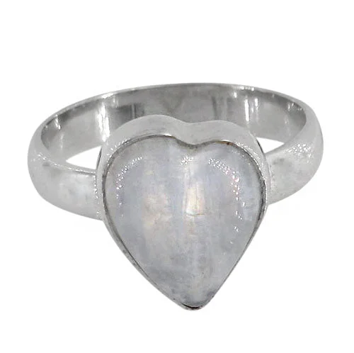 Rough-cut ring-Sterling silver with rhodium, 10x12mm heart shape stone ring with 4mm band, colour and size may vary.