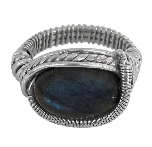 Bold moonstone ring-Sterling silver with rhodium, 10x14mm stone ring, colour and size may vary.