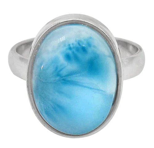 Engraved initial ring-Sterling silver with rhodium, 16x12mm larimar stone ring, colour and size may vary.