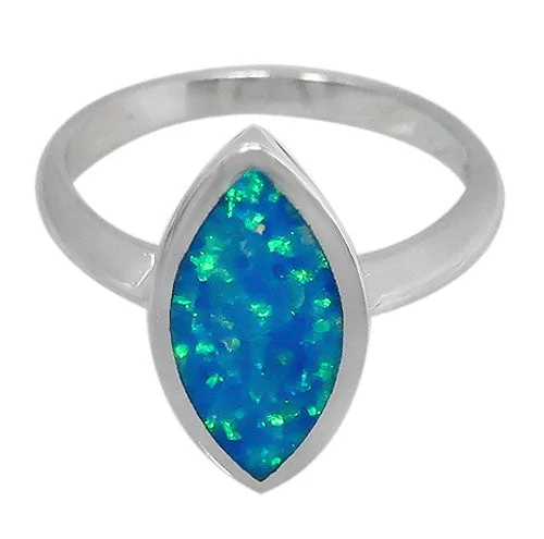 Two-stone ring-Sterling silver with rhodium, 17x9mm emulated opal stone ring.