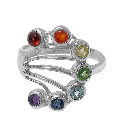 Baroque pearl ring-Sterling silver with rhodium, 3mm multi stone ring.