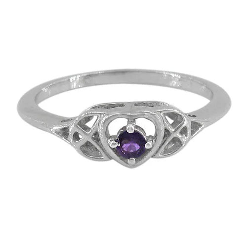 Modern pave ring-Sterling silver with rhodium, 3mm stone ring with Celtic knot design.