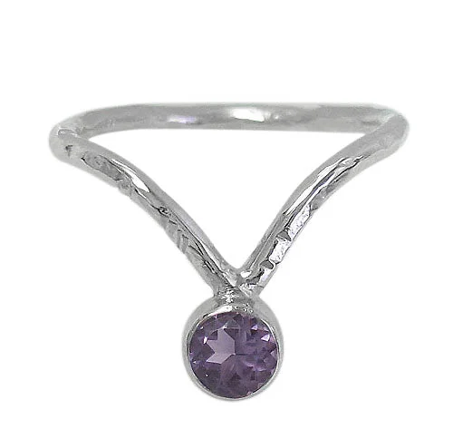 Domed gem ring-Sterling silver with rhodium, 6mm stone ring with hammered band, colour and size may vary.