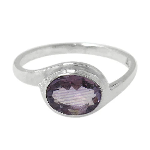 Twisted silver ring-Sterling silver with rhodium, 9x7mm stone ring with flat band, colour and size may vary.